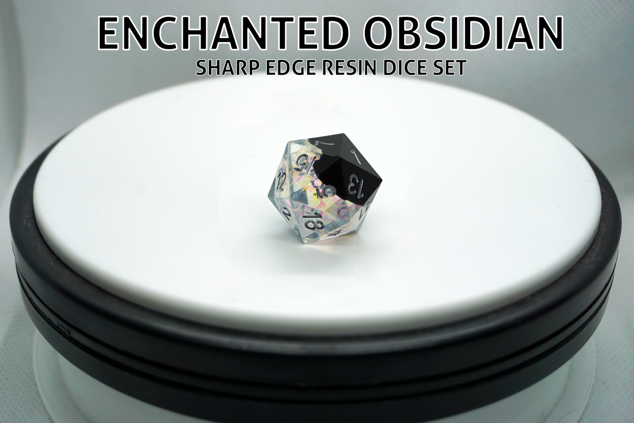 Enchanted Obsidian - Polyhedral Sharp Edge Resin Dice Set