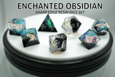 Enchanted Obsidian - Polyhedral Sharp Edge Resin Dice Set